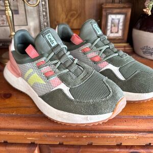 Keds Olive and Coral Athletic Shoes